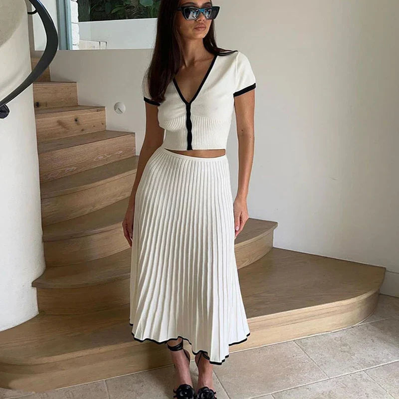 Daisy Luxe Two Piece Summer Dress for Women, Set with Top Designer Edit