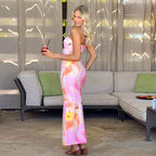 Strapless Tube Floral Print Bodycon Maxi Dress