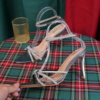 Elegant High-heeled Sandals with Flash Diamond Detail