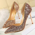 Sequin Champagne Stiletto High Heels Wedding Pumps for Women