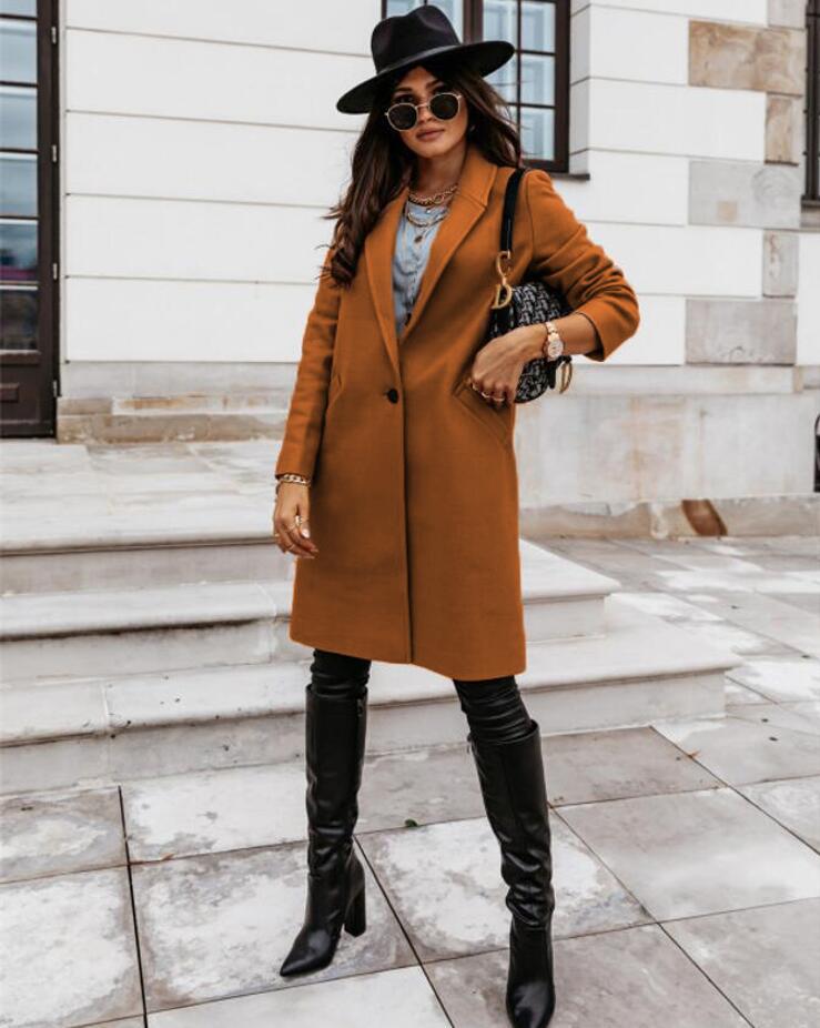 | Women's Double-Breasted Long Coat