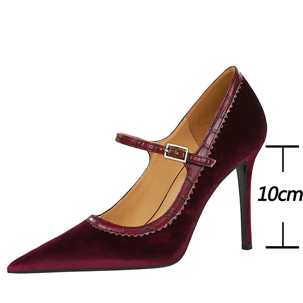 Suede High Heel Buckle Pumps for Women - Elegant Luxury Stilettos