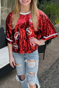 Sequined American Football Short Sleeve Top