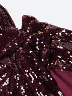 Sequin Plunging Halter Choker Wrap Maxi Gown