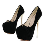 Elegant 16CM Thin High Heel Women__ Pumps Suede Shallow High Heel High Heel