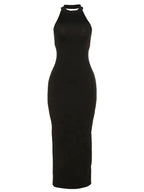 Halter Neck Open Back Bandage Bodycon Maxi Dress