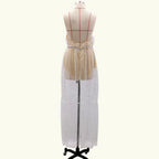Glitter Mesh Spaghetti Strap Backless Tiered Maxi Dress