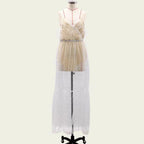 Glitter Mesh Spaghetti Strap Backless Tiered Maxi Dress
