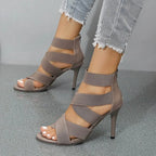 Open Toes Gladiator Super High Heel Back Zipper Party Wedding High Heel