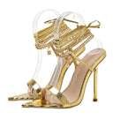Trendy Sexy Peep Toe Pointed Head High Heel Chain Ankle Straps Summer High Heel