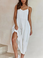 Spaghetti Strap Scoop Neck A-Line Midi Dress