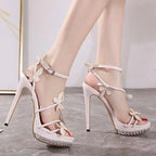 Sexy High Heel Narrow Band Butterfly-knot Buckle Strap Summer High Heel