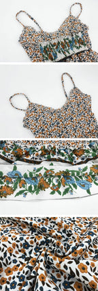 Ditsy Floral Print Spaghetti Strap V-Neck Gathered Waist Maxi Dress