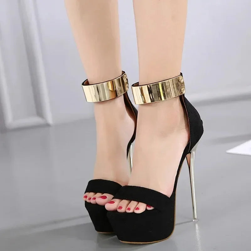 Glamorous Sexy Women__ 16CM High Heel Summer High Platform Open Toe High Heel