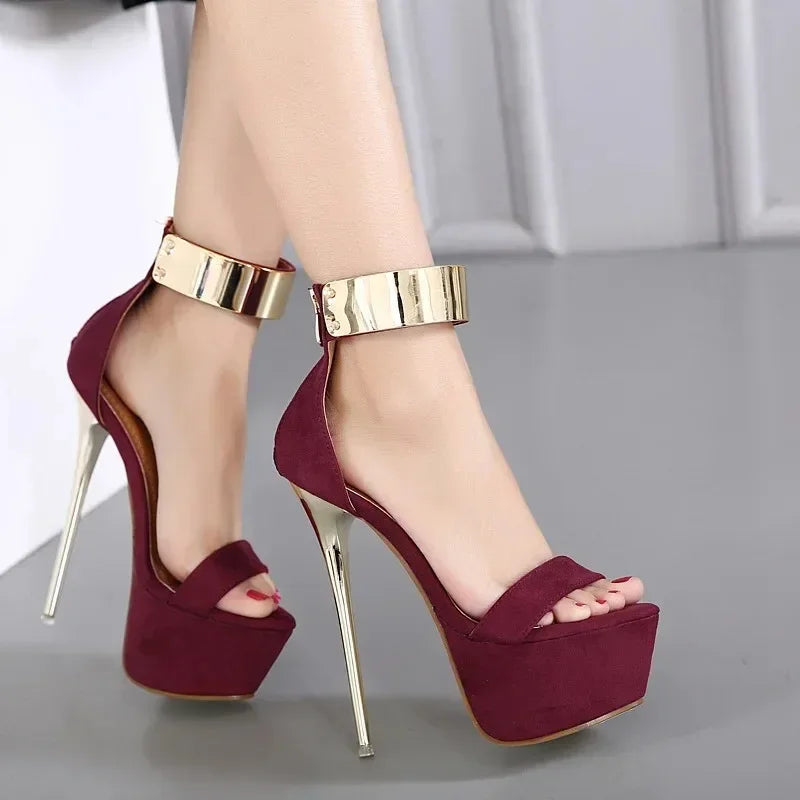 Glamorous Sexy Women__ 16CM High Heel Summer High Platform Open Toe High Heel