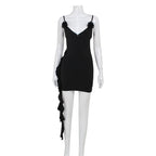 Low Cut Sling Ribbon Hollow Out Cutout Backless Dress Flattering Hip