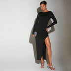 Socialite Dress round Neck Bare Back Design Mid Length Dress