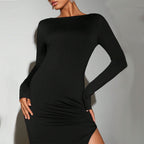 Socialite Dress round Neck Bare Back Design Mid Length Dress