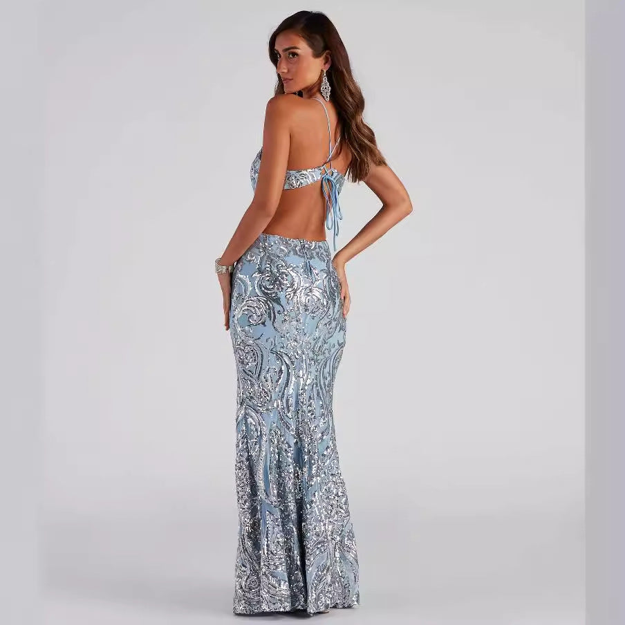 V Neck Sequ Evening Gown Elegant Cocktail Party Party Dress