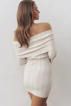 Off-Shoulder Backless Long Sleeve Mini Dress