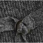Vintage Off Shoulder Sweater With Belt Women Elegant Knitted Solid Thick Long Sleeve Sweaters Female Winter Chic Street Knitwear