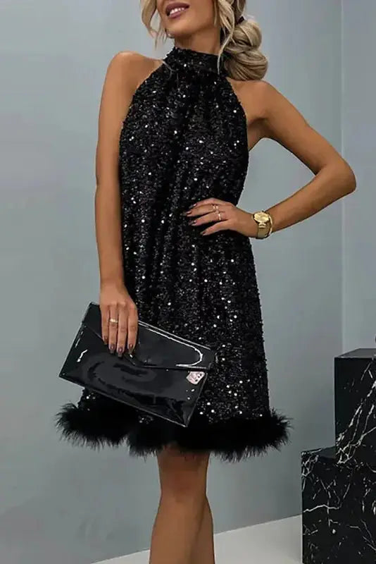 Glitter A-Line Mini Dress