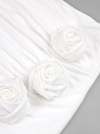 Afare 3D Flower Ruched Set Dress