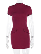 Short Sleeve Mini Dress with Two Pockets