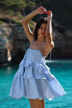 Sleeveless Mini Dress with Straps and High Waist
