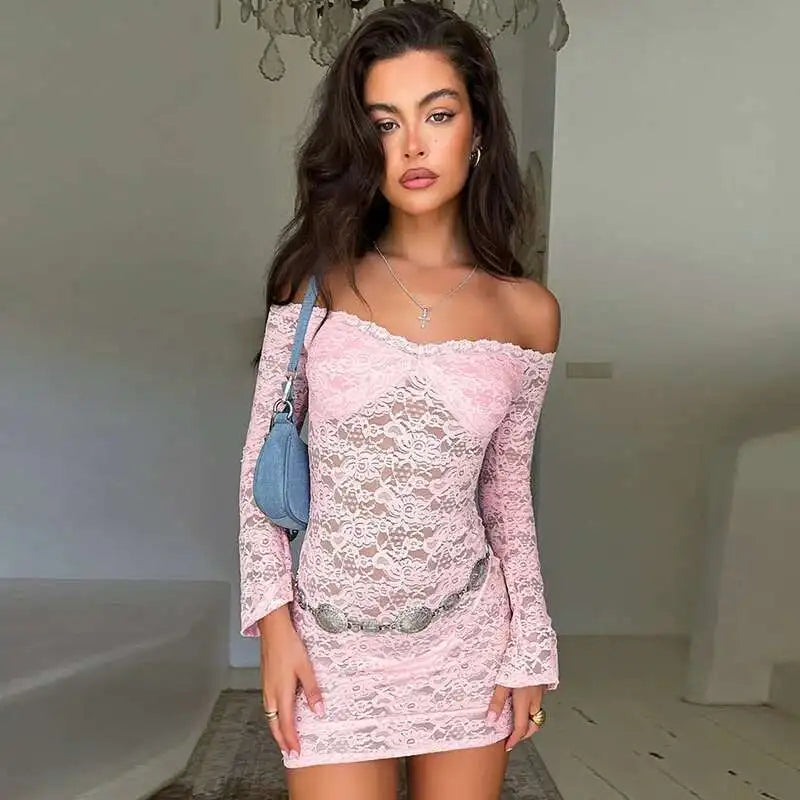 Floral Lace Strapless Sweetheart Neck Tiered Ruffle Hem Bodycon Mini Dress