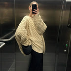 Oversized Knit Twist Pullovers Women Loose Lazy O-Neck Long Sleeve Solid Sweaters Female Autumn New Casual Street Knitwear