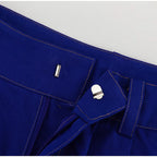 Wide Leg Fashion Pleated Pants For Women Loose High Waist Straight Striped Blue Street Pants Female 2025 Spring Street Trousers