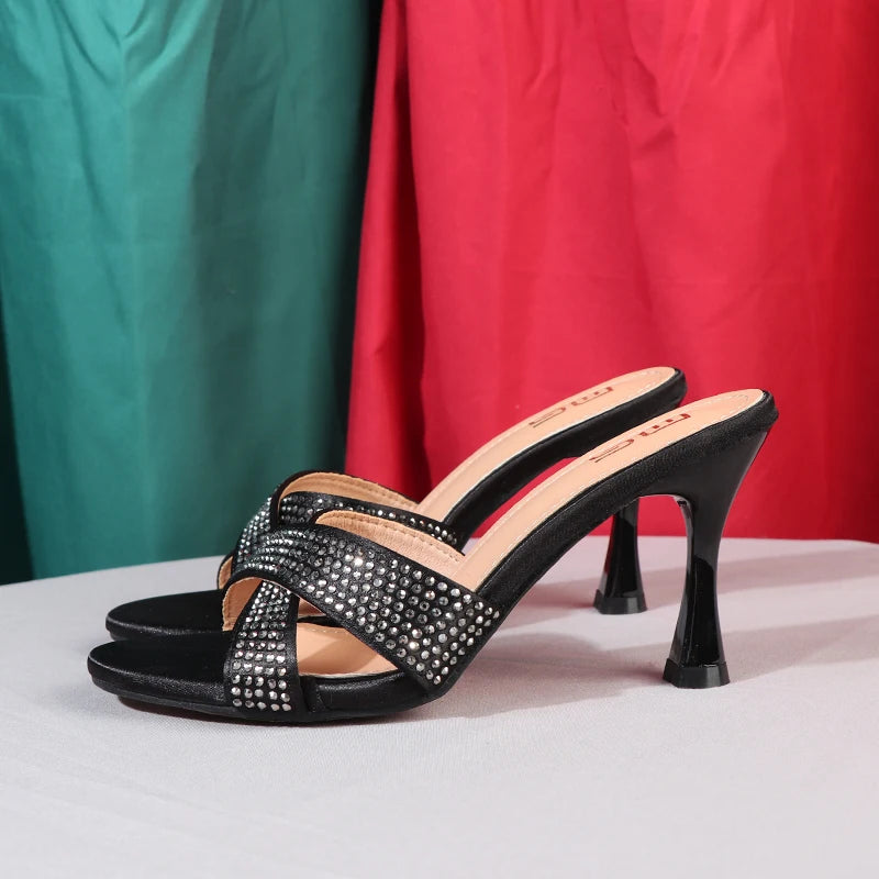 Luxury silk sandals for women with 8.5CM heels