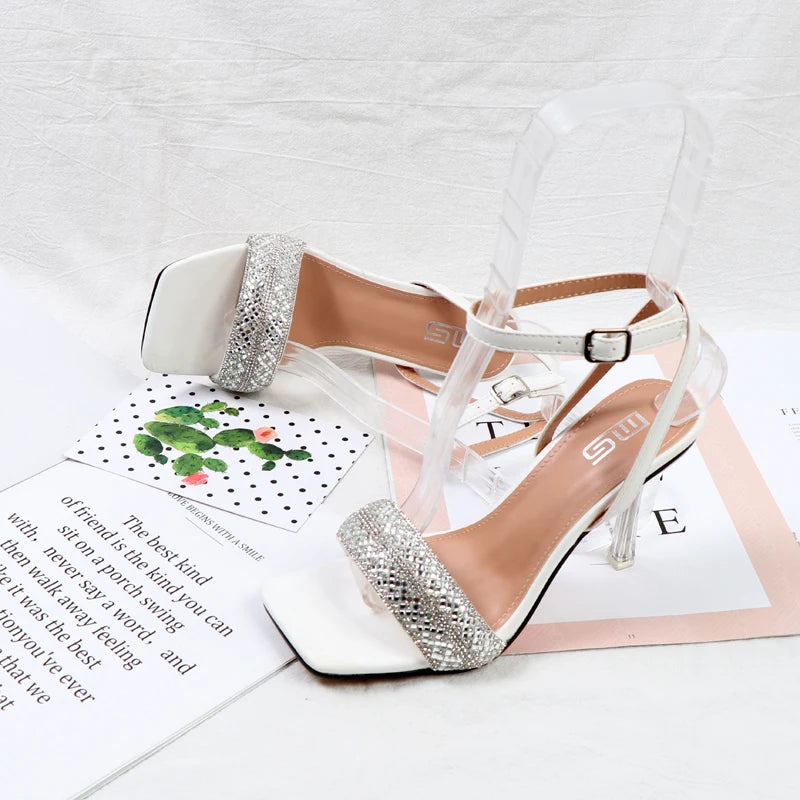 Rhinestone High-Heeled Sandals for Summer