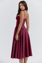 Milagros Premium Sleeveless Midi Dress with a Corset Fit Elevated Occasion Wear