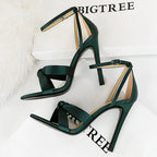 Summer Stilettos Heels 11 Cm Sandals Satins Ladies Shoes Women
