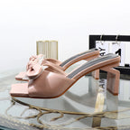 Bow Slippers for Summer with High-Heeled Sandals