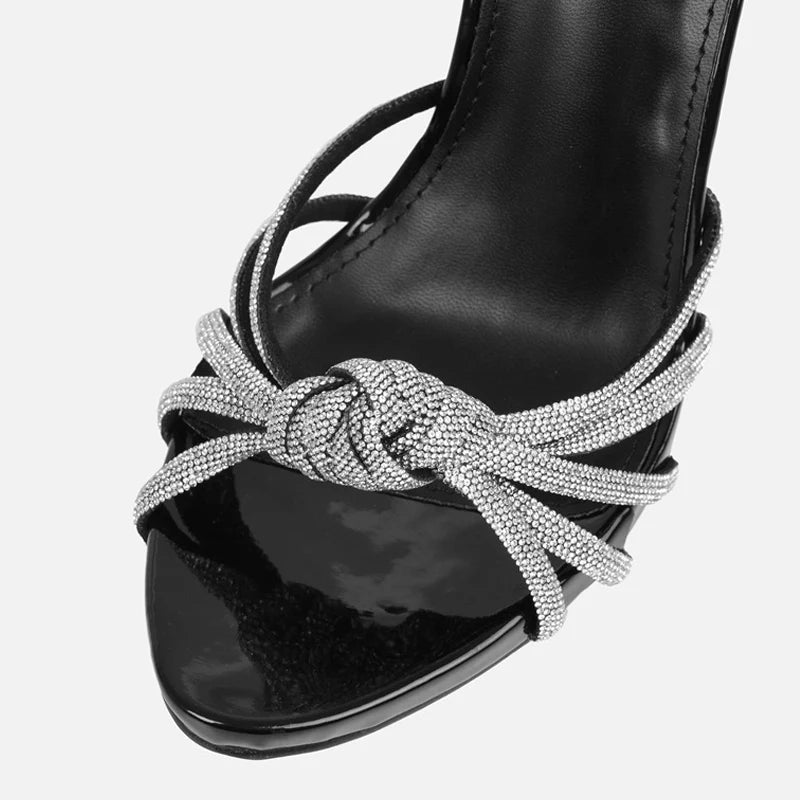 Peep Toe Black High Heels Sandals for Women