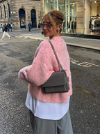Casual Oversize Pink Women's Cashmere Base Sweater Fashion Long Sleeve Solid Round Collar Pullover New Lady High Streetwear