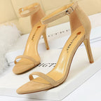 Suede Hollow High Heel Stiletto Sandals for Women