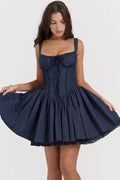 Spaghetti Strap Lace Patchwork Mini Dress