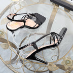 Summer T-buckle sandals with thin 9.5CM heels