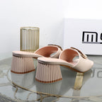 Metal Square Buckle Slippers for Plus Size Women, Perfect for Summer