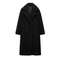Thicken Warm Outwear Women Furry Double Breasted Loose Turn-down Collar Casual Long Coat Female Winter Chic Jackets