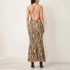 Lace Trim Leopard Patchwork Floral Dress