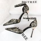 Rhinestone Women Pumps with Pointed Toe and Stiletto Heels
