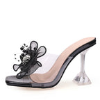 Crystal Flowers Clear Heels