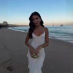 Spaghetti Strap 3D Floral Applique Knit Maxi Dress