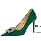 Luxury Banquet Shoes with Metal Rhinestone Detail and 10 cm Heels for Women