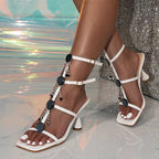 Hollow Out Narrow Band Ankle Strap Sandals for Women